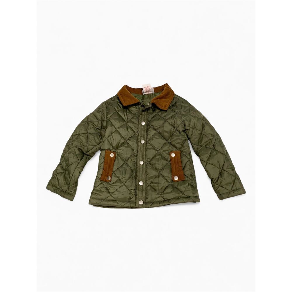 Tommy Bahama Quilted Barn Chore Jacket corduroy collar olive green Boys 2T